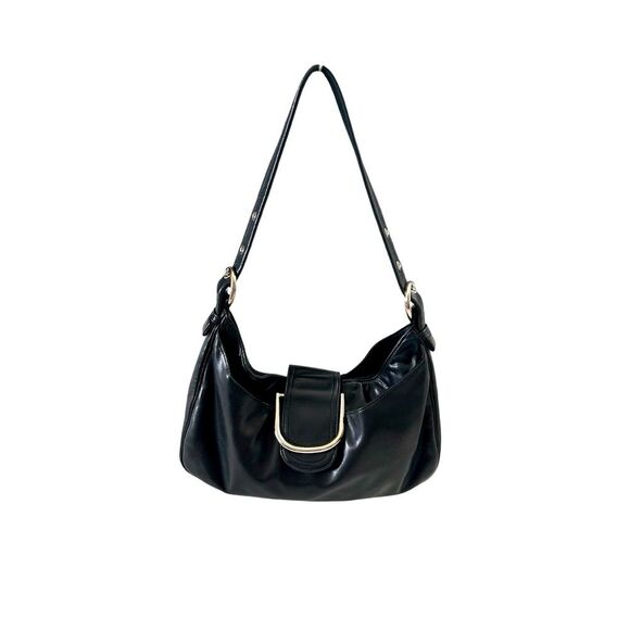 Perlina Black Leather Shoulder Bag - Picture 1 of 16
